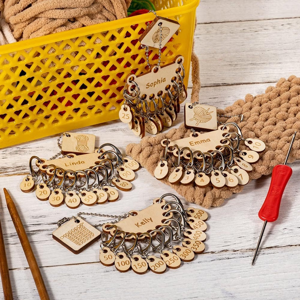 Custom Engraved Crochet Stitch Marker Charms