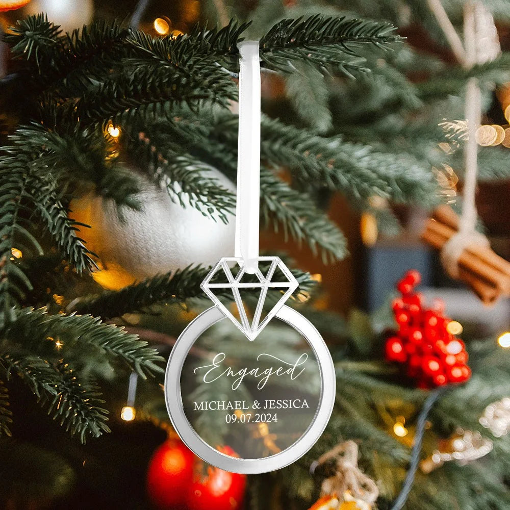 Personalized First Christmas Engaged Ornament