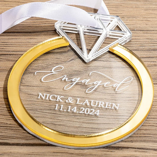 Personalized First Christmas Engaged Ornament