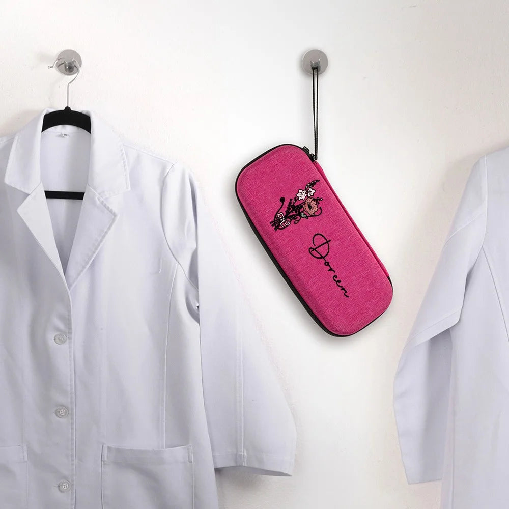 Custom Name Bow Birth Flower Stethoscope Box