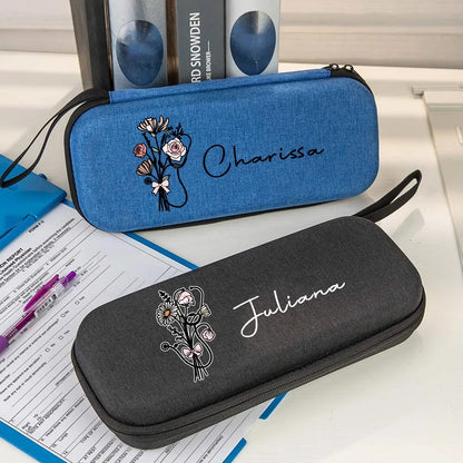 Custom Name Bow Birth Flower Stethoscope Box