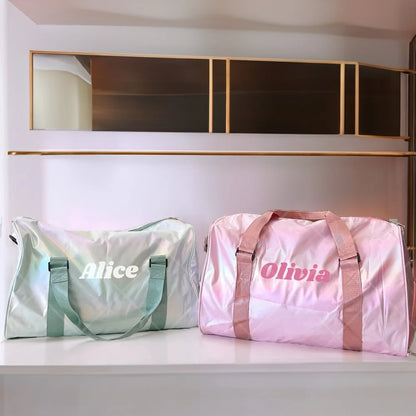 Personalized Name Iridescent Duffle Bag