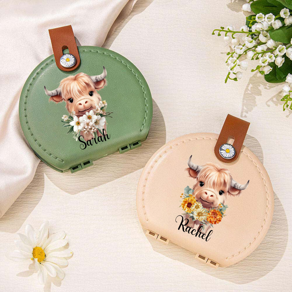 Personalized Highland Cow Sewing Kit with Name and Birth Flower, photo 1