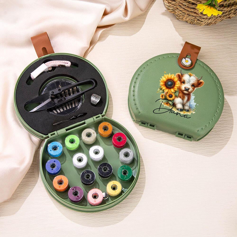 Personalized Highland Cow Sewing Kit with Name, photo 3