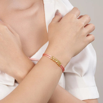 Personalized 3D Bubble Letter Cord Bracelet