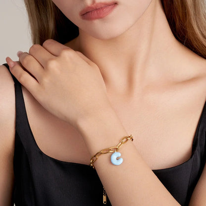 Personalized Color Bubble Letter Bracelet