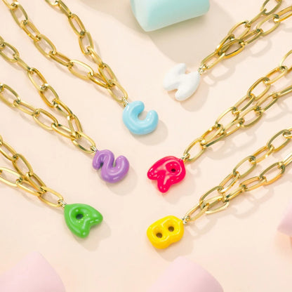 Personalized Color Bubble Letter Bracelet