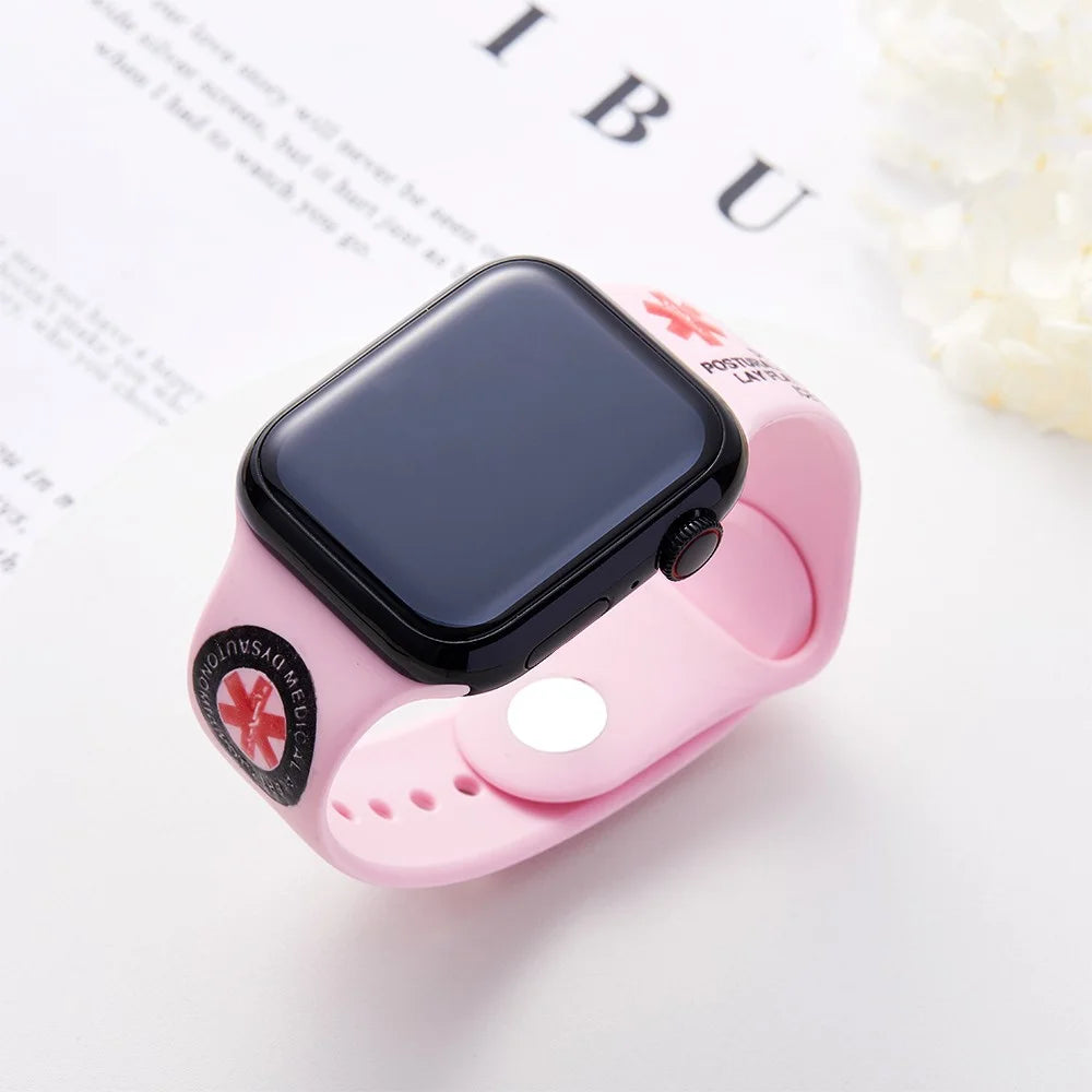 Engraved Medical Alert Silicone Smart Watch Band