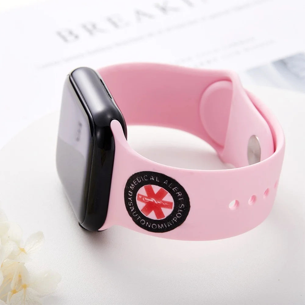 Engraved Medical Alert Silicone Smart Watch Band