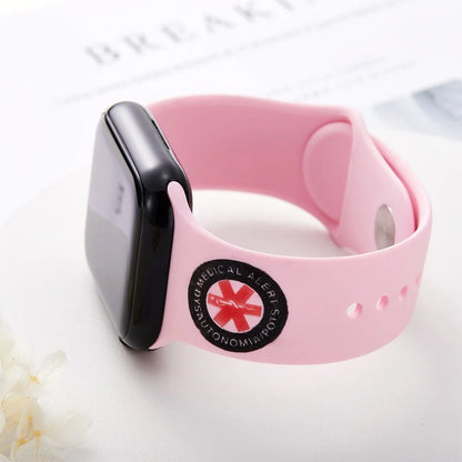 Engraved Medical Alert Silicone Smart Watch Band