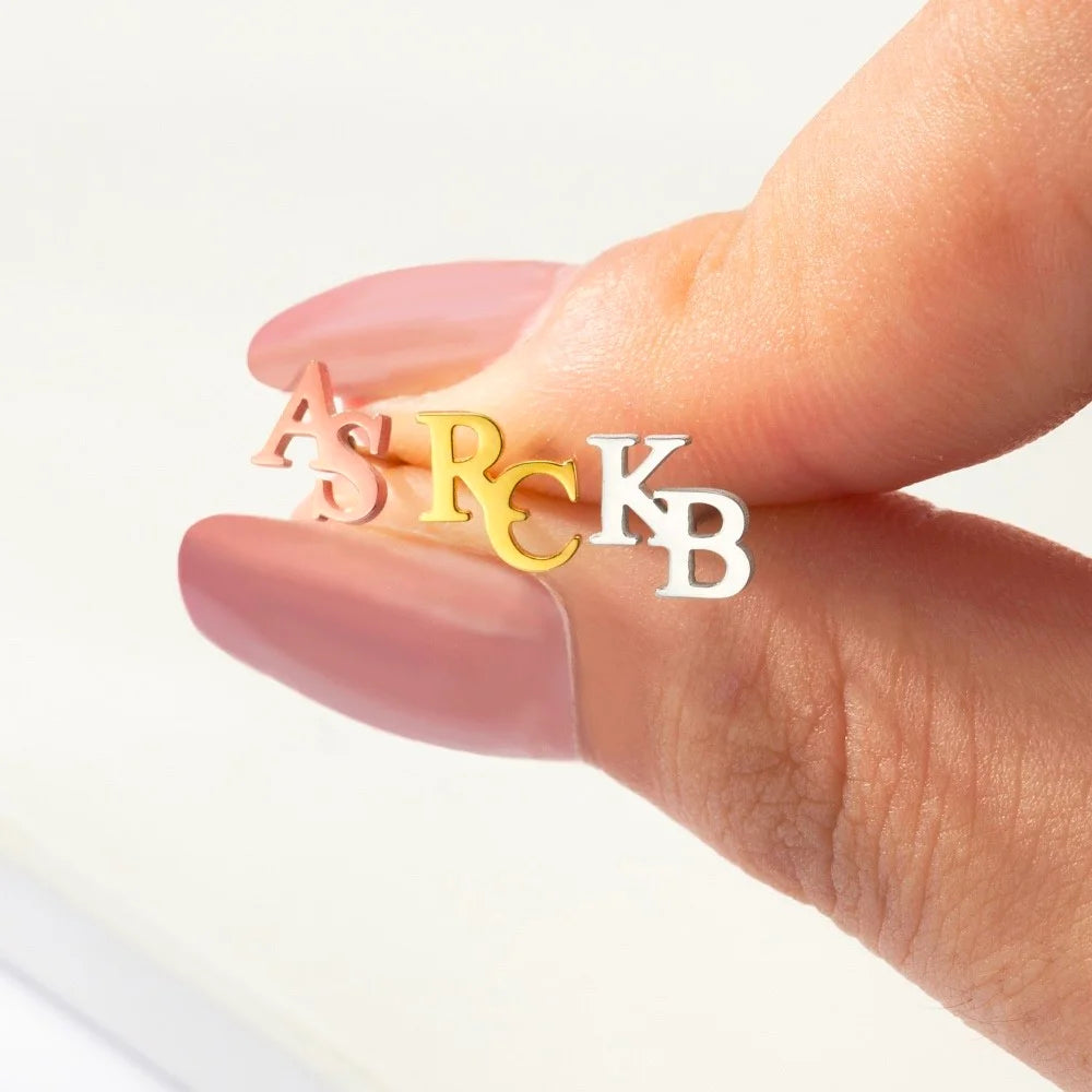 Tiny Two Letters Stud Earrings