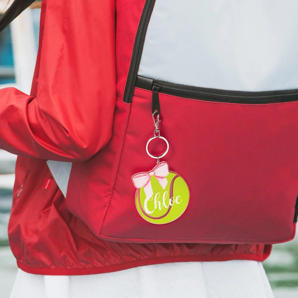 Personalized Tennis Bag Tag with Coquette Bow