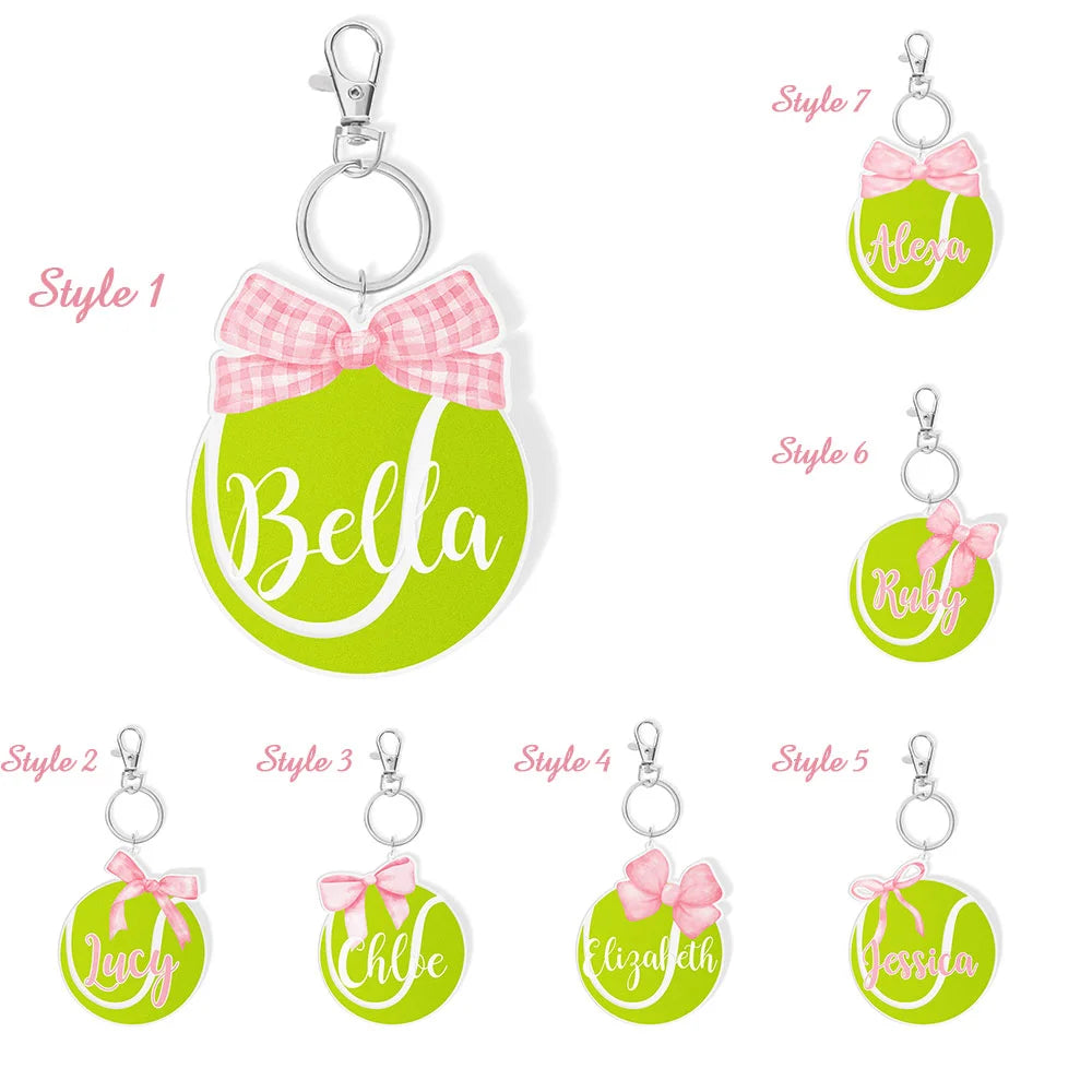Personalized Tennis Bag Tag with Coquette Bow
