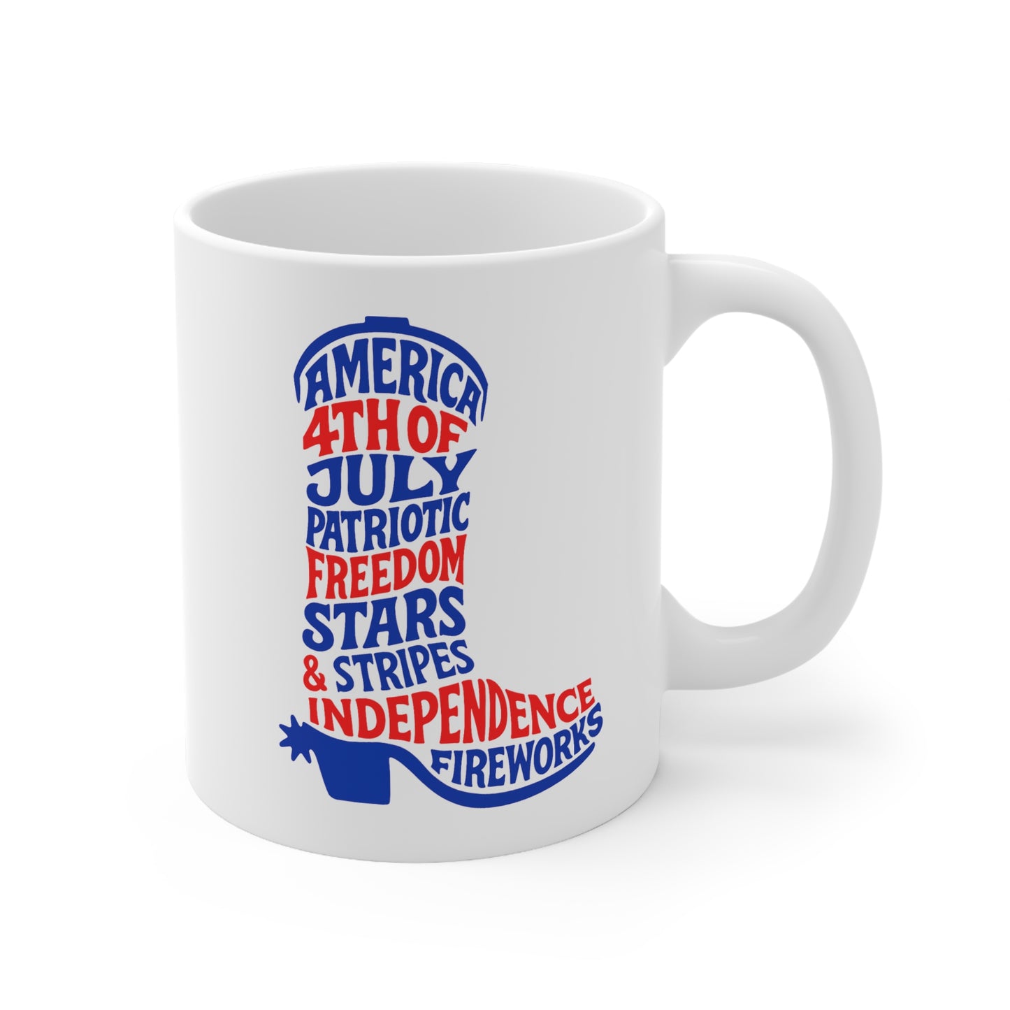 4th of July Cowboy Boot Words 11oz Ceramic Mug