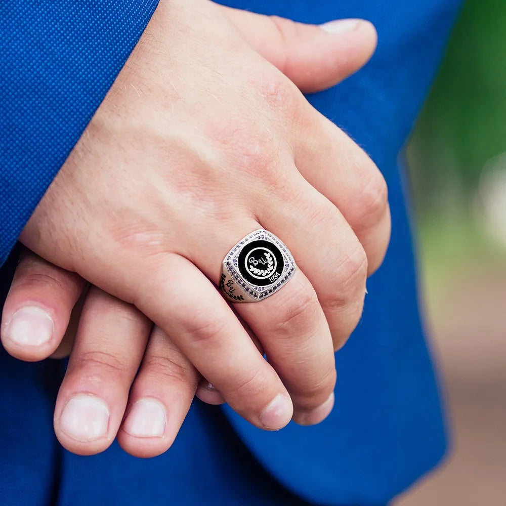 Customized Engraved University Graduation Signet Ring