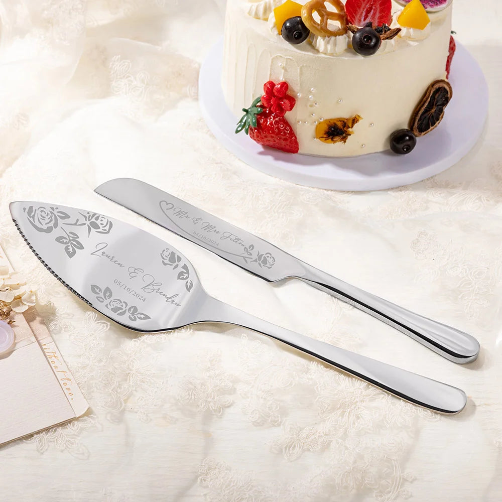 Personalized Floral Wedding Cake Cutter Set