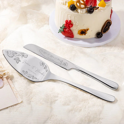 Personalized Floral Wedding Cake Cutter Set