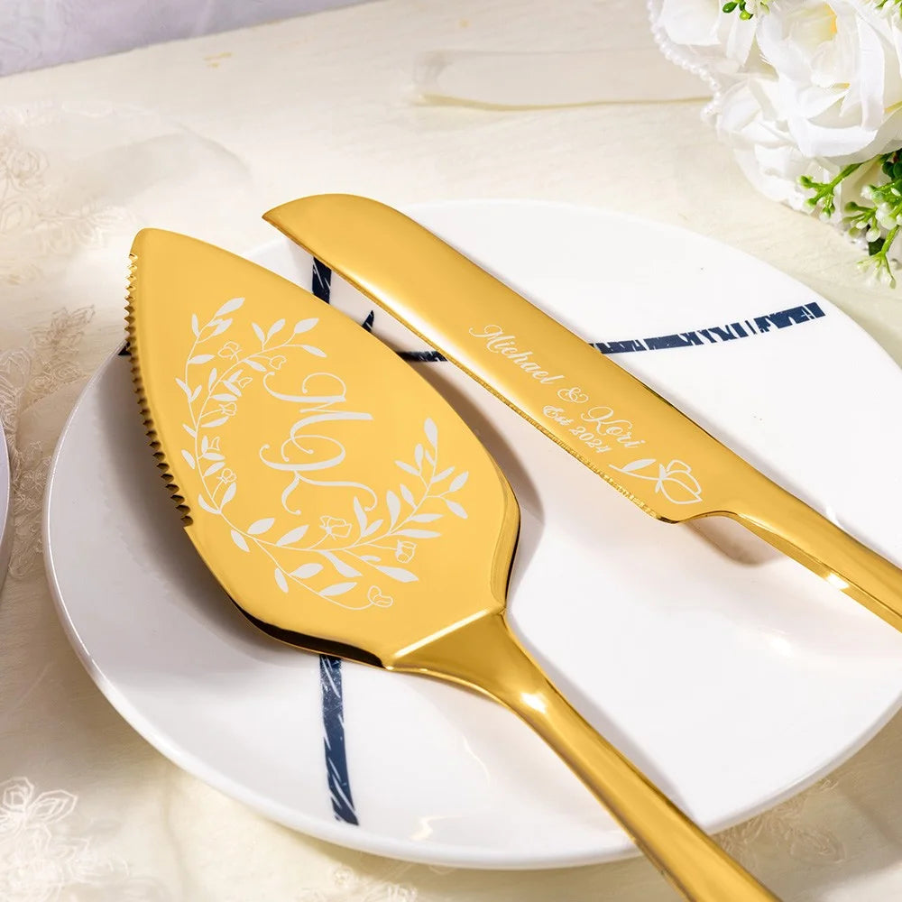Personalized Floral Wedding Cake Cutter Set