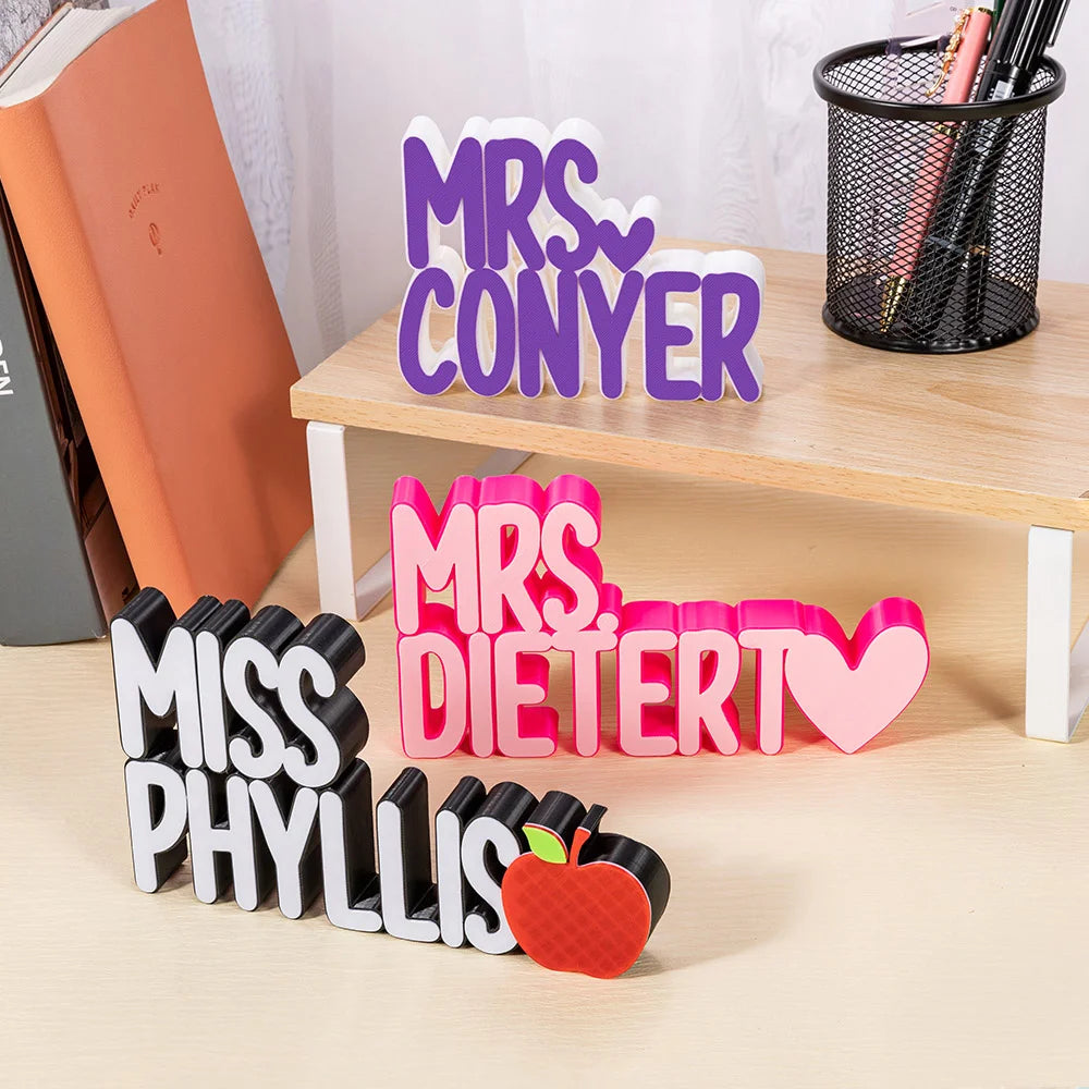 Personalized 3D Colorful Teacher Name Sign