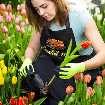 Custom Birth Flower Apron for Women with Front Pocket