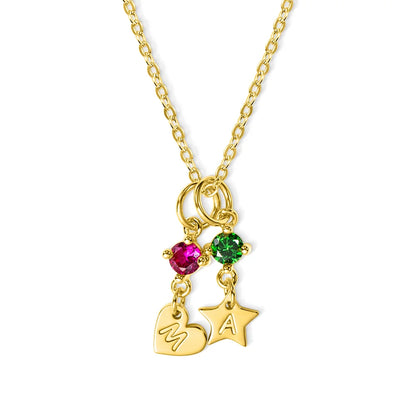 Personalized Initial Charm with Birthstone Necklace