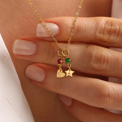 Personalized Initial Charm with Birthstone Necklace