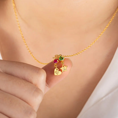 Personalized Initial Charm with Birthstone Necklace