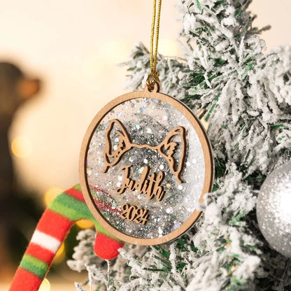Personalized Dog Ears Wooden Christmas Tree Memorial Ornament