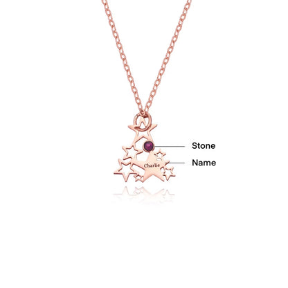 Custom Christmas Tree Necklace with Birthstones & Names