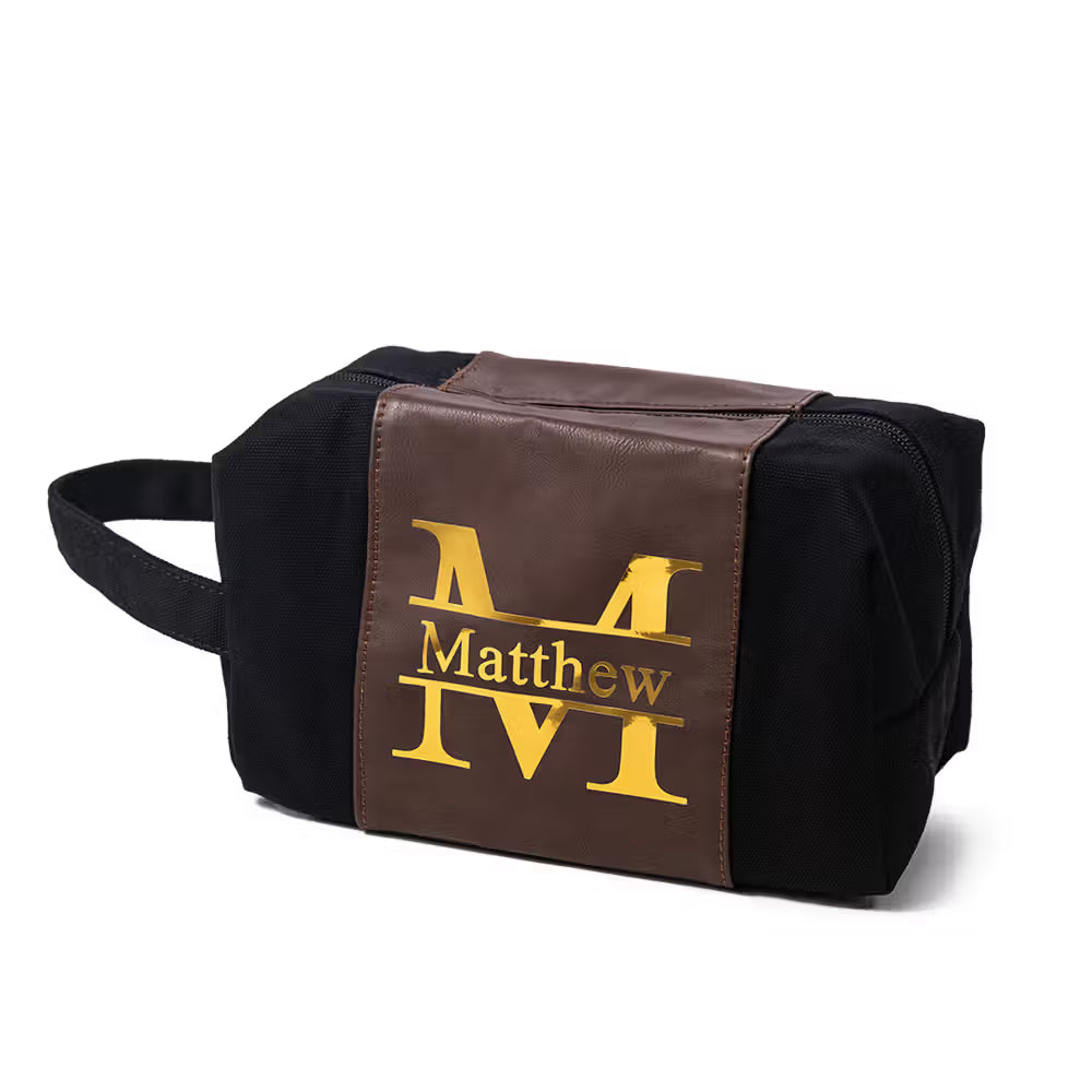 Custom Men’s Toiletry Bag with Name & Initial