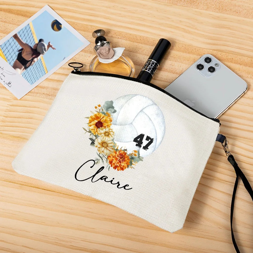 Custom Volleyball Linen Cosmetic Bag