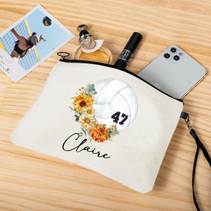 Custom Volleyball Linen Cosmetic Bag