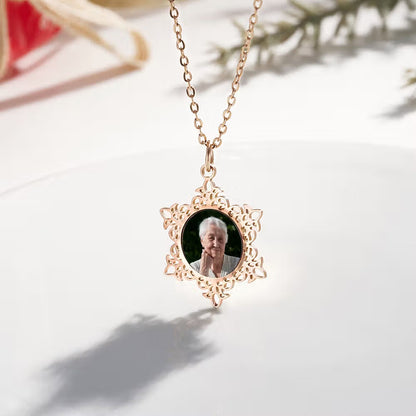 Custom Photo Snowflake Necklace