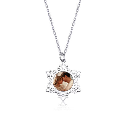 Custom Photo Snowflake Necklace