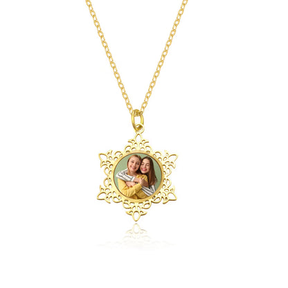 Custom Photo Snowflake Necklace