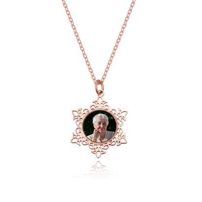 Custom Photo Snowflake Necklace
