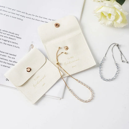 Custom Jewelry Pouch with Name & Adjustable Diamond Bracelet Set