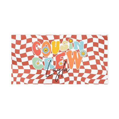 Custom Name Cousin Crew Microfiber Beach Towel
