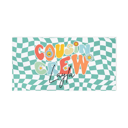 Custom Name Cousin Crew Microfiber Beach Towel