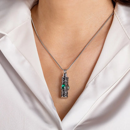 Gemstone Vintage Cylinder Urn Necklace