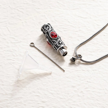 Gemstone Vintage Cylinder Urn Necklace
