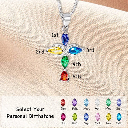 Custom Family Birthstones Infinite Cross Necklace