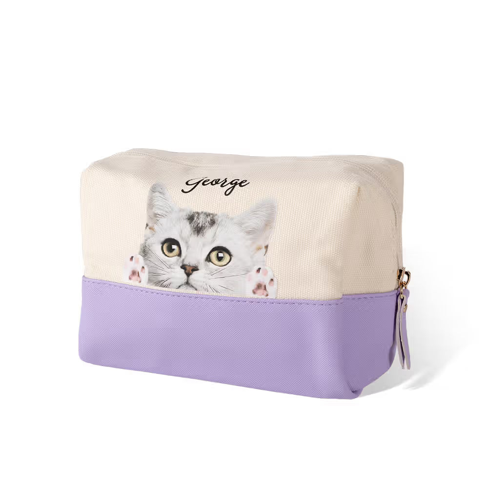 Custom Peeping Cat Portrait Makeup Pouch