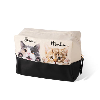 Custom Peeping Cat Portrait Makeup Pouch