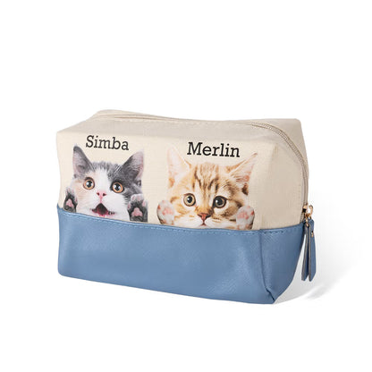 Custom Peeping Cat Portrait Makeup Pouch
