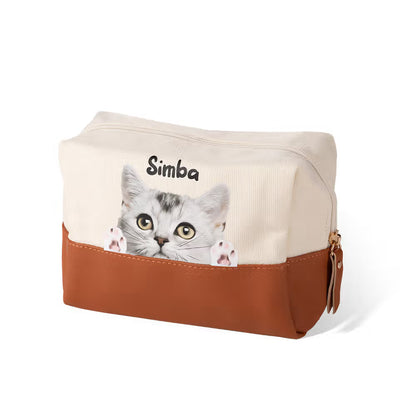 Custom Peeping Cat Portrait Makeup Pouch