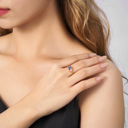 Personalized Baguette & Pear Cut Birthstone Ring
