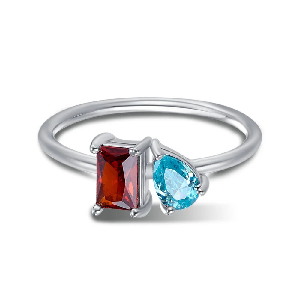 Personalized Baguette & Pear Cut Birthstone Ring