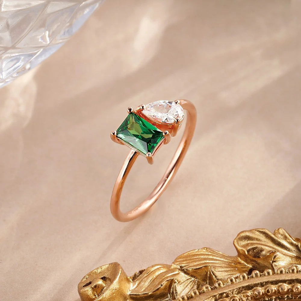 Personalized Baguette & Pear Cut Birthstone Ring