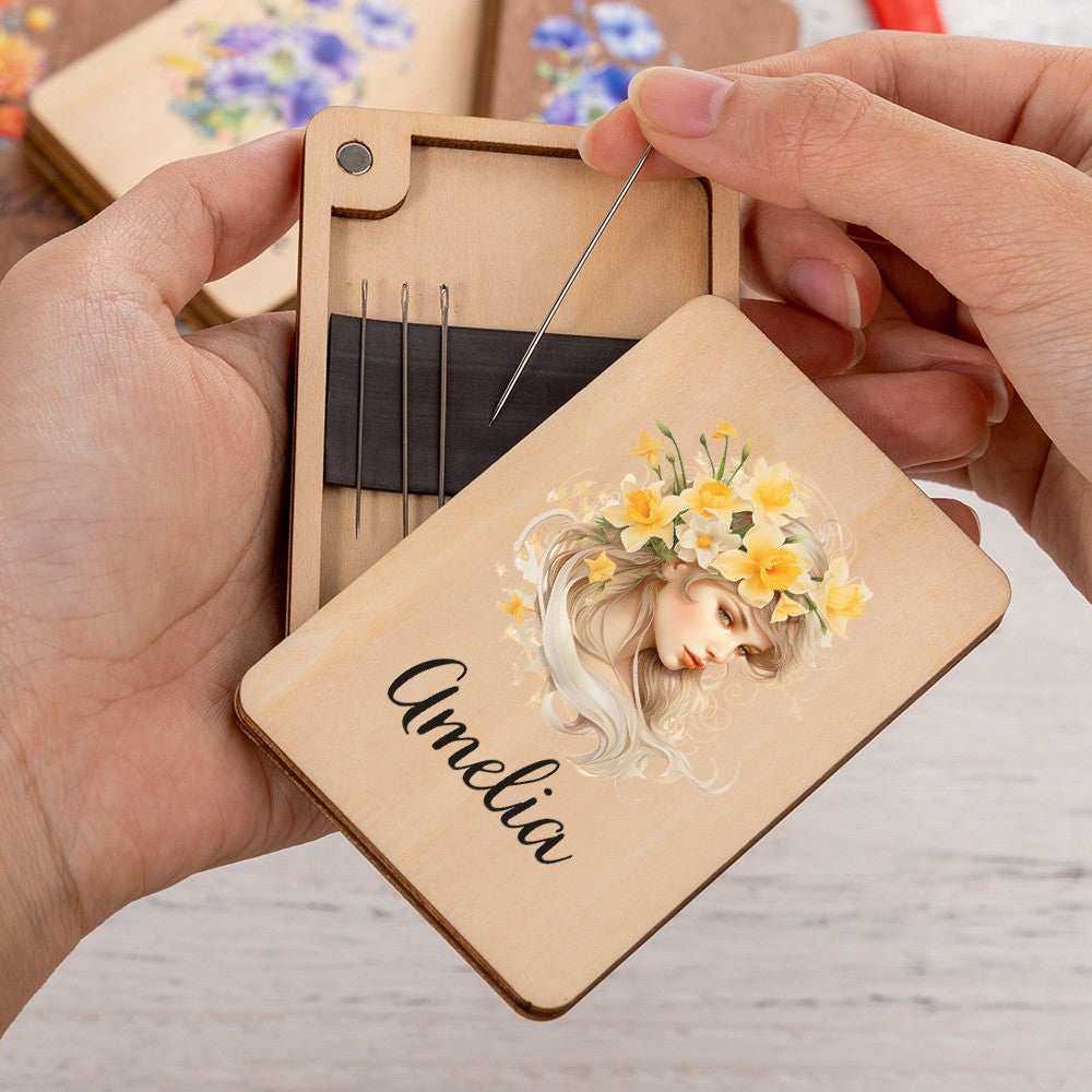 Personalized Birth Flower Needle Box with Name, photo 3
